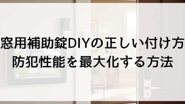【窓用補助錠DIYの正しい付け方】防犯性能を最大化する方法