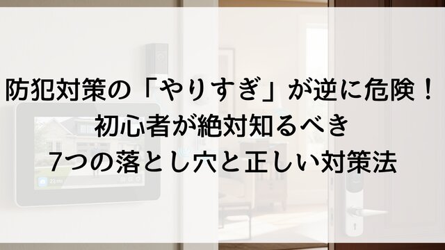 防犯対策の「やりすぎ」が逆に危険！初心者が絶対知るべき7つの落とし穴と正しい対策法