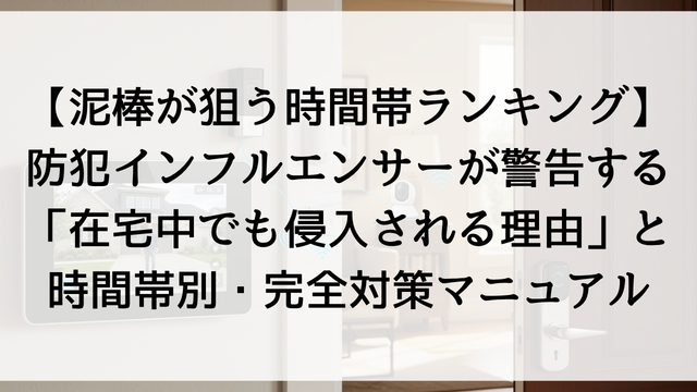 【泥棒が狙う時間帯ランキング】防犯インフルエンサーが警告する「在宅中でも侵入される理由」と時間帯別・完全対策マニュアル【2026年最新版】