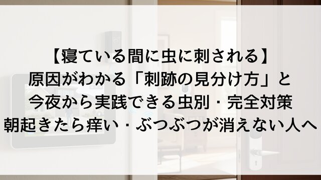 【寝ている間に虫に刺される】原因がわかる「刺跡の見分け方」と今夜から実践できる虫別・完全対策！朝起きたら痒い・ぶつぶつが消えない人へ【2026年版・体験談つき】