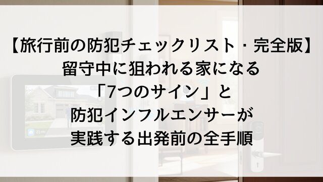 【旅行前の防犯チェックリスト・完全版】留守中に狙われる家になる「7つのサイン」と防犯インフルエンサーが実践する出発前の全手順【2026年最新】