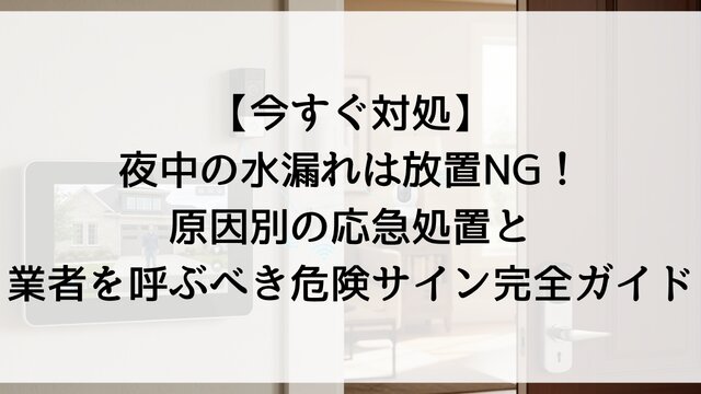 【今すぐ対処】夜中の水漏れは放置NG！原因別の応急処置と業者を呼ぶべき危険サイン完全ガイド
