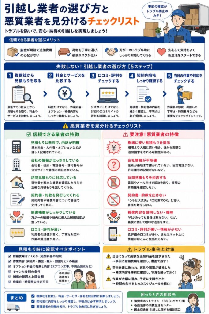 引越し業者選びのチェックリスト
